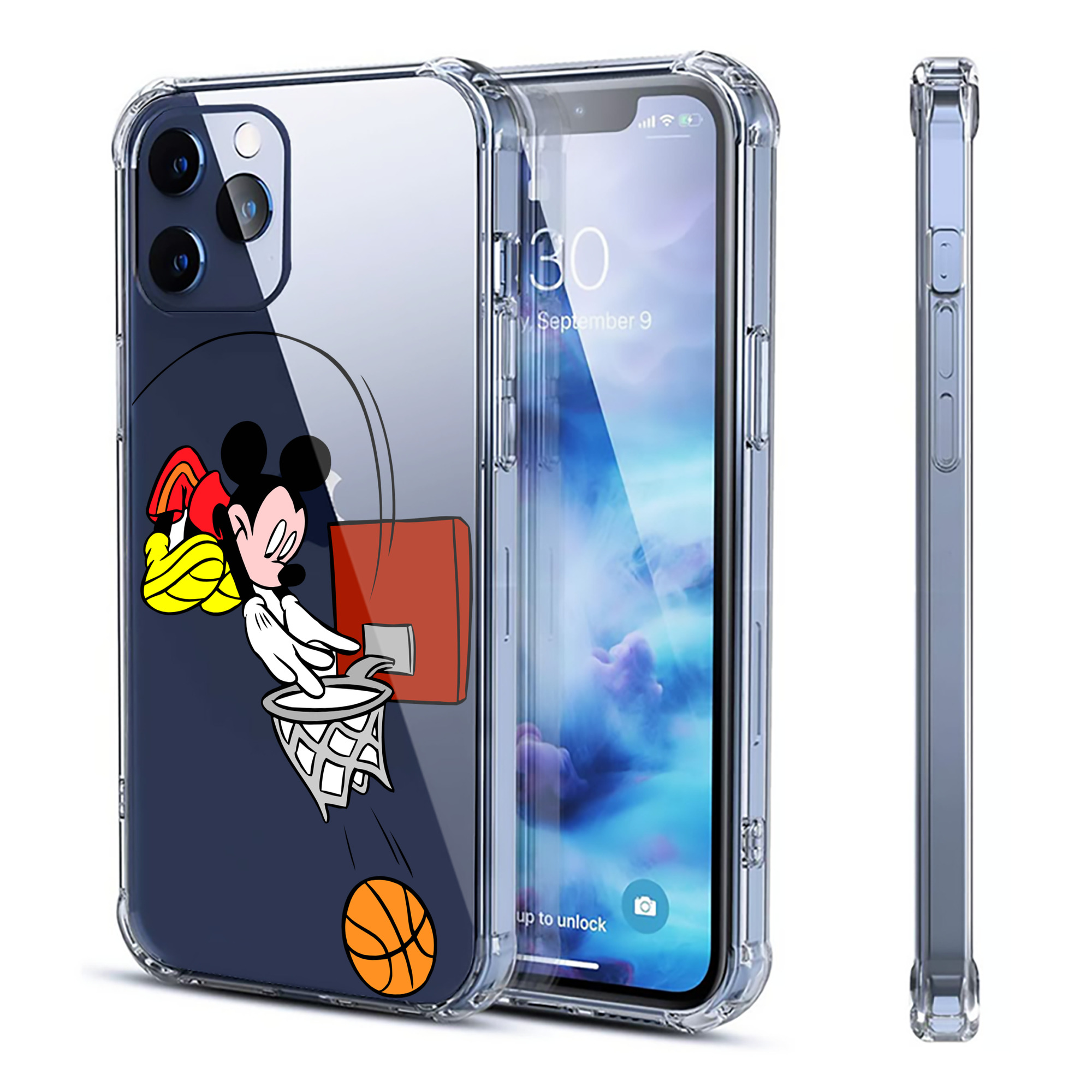 （画像用） ミッキーマウス Mickey Mouse 【iPhone 12シリーズ対応】透明スマホケース（クリアソフトケース）